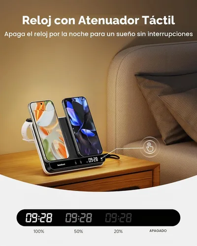 Vista 4 de Estación de carga dual de teléfono, cargador inalámbrico para Google Pixel 9a/9 Pro/9/8 Pro/7 Pro (no para 9 Pro Fold), para Pixel Watch 3/2/Fitbit