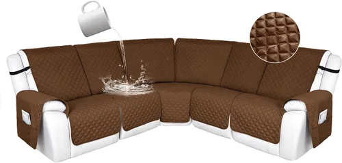Vista 11 de HDCAXKJ Fundas de sofá seccional reclinable 100% impermeable, forma de L, funda de sofá reclinable lavable acolchada suave para mascotas, perro