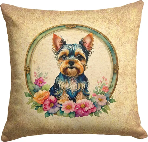 Vista 165 de Caroline's Treasures DAC2072PW1414 Affenpinscher and Flowers - Almohada decorativa de tela, lavable a máquina, para interiores y exteriores