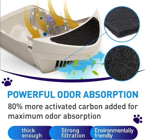 Vista 3 de Filtros de carbono automatizados para caja de arena, paquete de 6 filtros de repuesto de 9 x 3 pulgadas, tipo grueso, filtros de carbón activado que