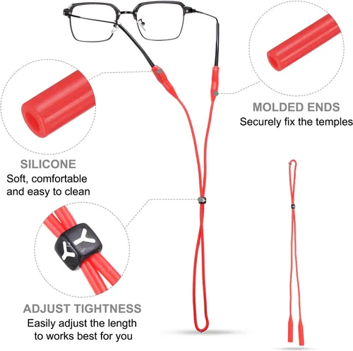 Vista 3 de HARFINGTON Correa ajustable para gafas de sol, correa de silicona para gafas de sol, correa de retención de gafas, cordón