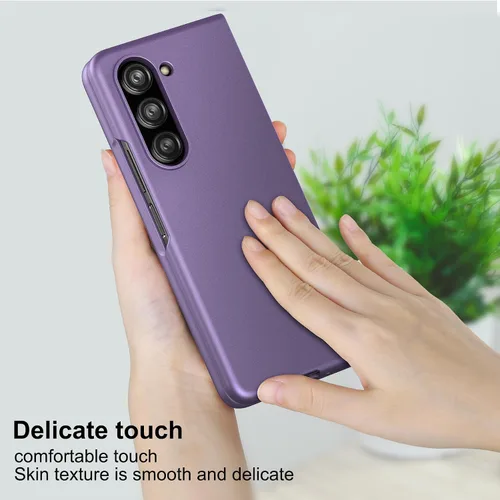 Vista 6 de Funda delgada para Galaxy Z Fold 5, [película de pantalla frontal dura transparente incorporada + parte trasera de policarbonato duro]