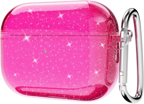 Vista 7 de Svanove Funda para Airpods Transparente con Purpurina, Funda Brillante y Bonita para Airpods de 1ª y 2ª Generación con Llavero, Carcasa Rígida