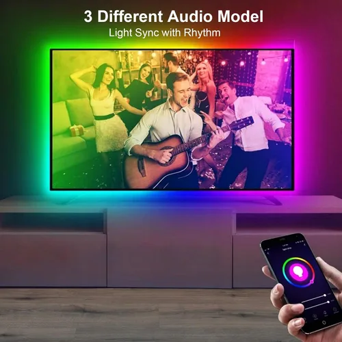 Vista 6 de Kit de retroiluminación LED para TV inteligente con caja de sincronización HDMI 4K30Hz, luces LED de TV de 16.4 pies para 55-75 pulgadas, tira