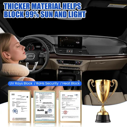 Vista 7 de Parasol plegable WODSTA de cobertura completa para parabrisas compatible con Audi Q5 2018-2025 todos los modelos de 4 capas engrosadas