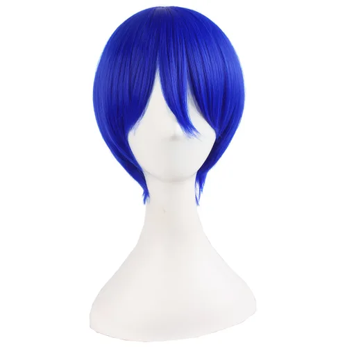 Vista 5 de MapofBeauty 20 pulgadas/19.7 in doble cola recta pelo Cosplay pelucas (azul marino)