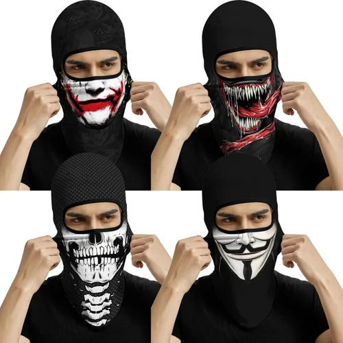Vista 16 de Pasamontañas 3D, máscara de cara completa, resistente al viento, máscara de esquí con calavera táctica para motocicleta, ciclismo, Halloween