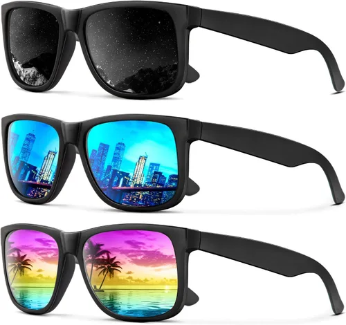 Vista 35 de KALIYADI Sunglasses Men Polarized Sun glasses for Mens Womens Classic Matte Black Frame UV Protection 3pack negro + negro + amarillo + amarillo