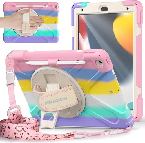 Vista 17 de BRAECNstock - Funda para Apple iPad de 9ª/8ª/7ª generación, de 10.2" 2021/2020/2019, funda protectora a prueba de golpes para niños, con protector