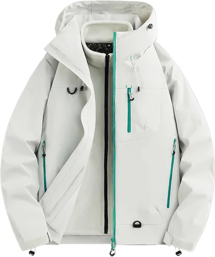 Vista 10 de Abrigos de otoño e invierno 3 en 1 con capucha, chaqueta de esquí de nieve 2026, impermeable, resistente al viento, forro polar, para mujeres y Negro