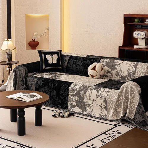Vista 8 de DREAMINGO Fundas de sofá biplaza para sofá de 2 plazas, manta jacquard moderna y minimalista protectora de muebles para mascotas, lavable, funda