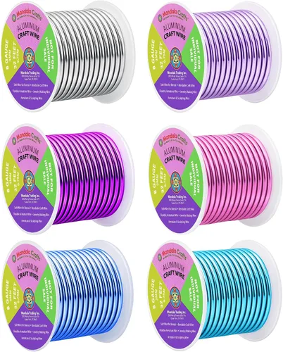 Vista 268 de Mandala Crafts - Alambre de aluminio anodizado de calibre 22 para hacer joyas - 137.2 m de alambre flexible surtido y coloreado - Doble para bonsái