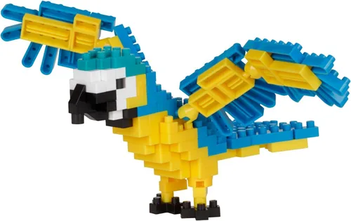 Vista 2 de nanoblock - Aves - Guacamayo azul y amarillo, serie Colección Kit de construcción