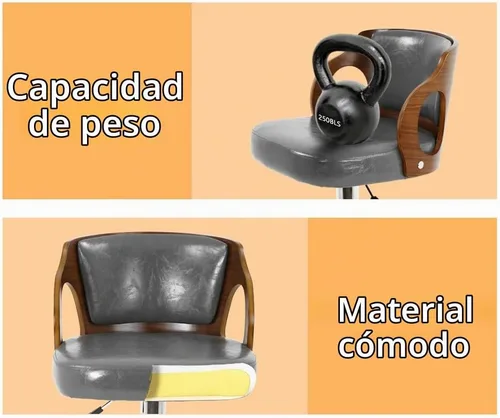 Vista 4 de BestOffice Juego de 2 taburetes de bar con altura de mostrador, giratorios, altura ajustable