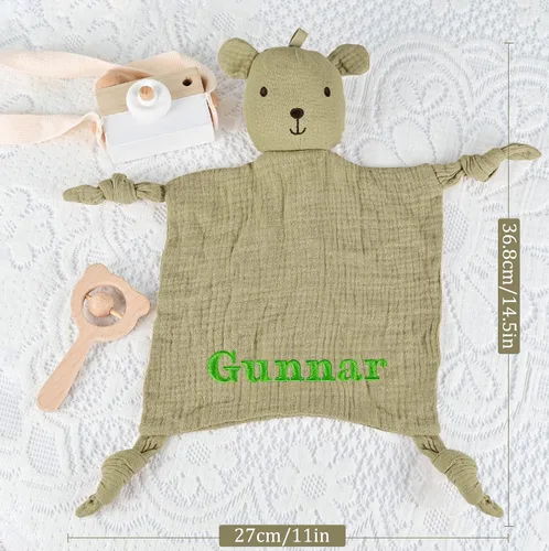 Vista 3 de Bear Loveys para bebés, mantas de seguridad para bebés, suaves para niños y niñas, regalos para baby shower, regalos personalizados para bebés