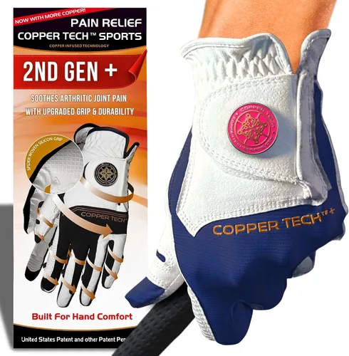 Vista 17 de Copper Tech Plus Ladies Golf Gloves Women (2nd Gen) Copper Compression Joint Support with Flexible & Comfortable Fit Tacky Silicone Pad