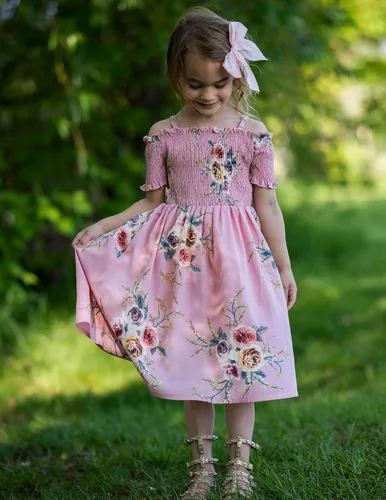 Vista 4 de Arshiner Vestido casual de verano sin mangas floral para niñas