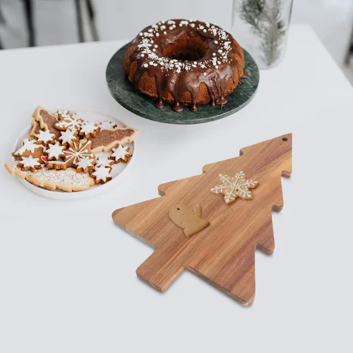 Vista 6 de COHEALI Tabla de cortar de madera con forma de árbol de Navidad tablas de charcutería tablas de cortar bandeja de alimentos pan de queso, pizza