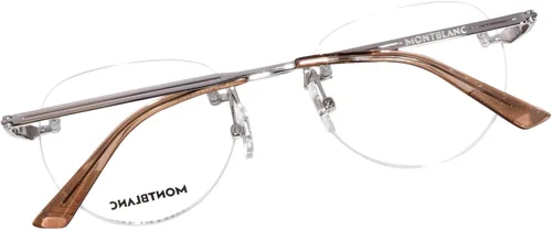 Vista 5 de Mont Blanc MB0268O 002 - Gafas graduadas para hombre, color plateado, ovalada, 2.047 in, plateado-002