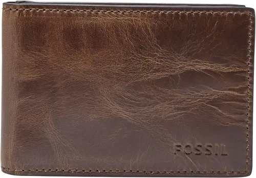 Vista 17 de Fossil Billetera de cuero delgada minimalista plegable con bolsillo frontal para hombres