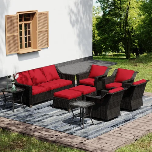 Vista 52 de Joyside Juego de 2 sillas de mimbre para patio, muebles de ratán para exteriores con reposabrazos anchos y cojines gruesos, tamaño grande mejorado