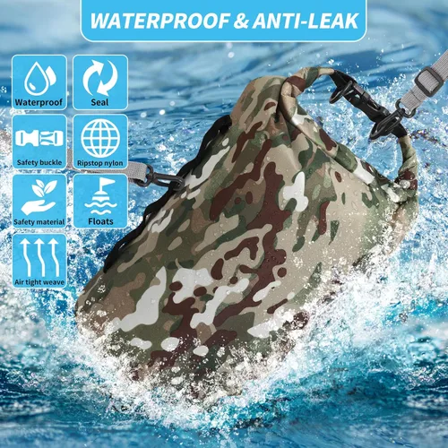 Vista 5 de Bolsas secas impermeables, pequeñas y ligeras con correa para tabla de remo, kayak, pesca, camping, senderismo (3L)