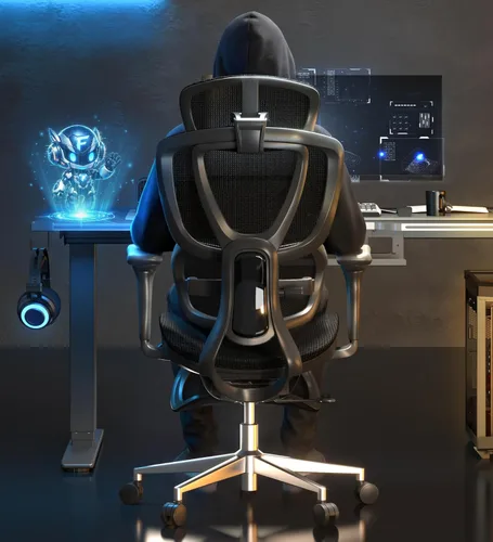 Vista 18 de FlexiSpot Sentinel-Pro - Silla ergonómica para juegos con reposabrazos 7D de doble ala adaptable lumbar 7D 145° 4 posiciones, respaldo ajustable