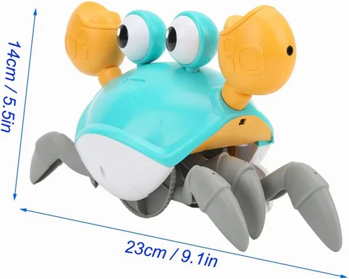 Vista 7 de Cangrejo que se arrastra, plástico recargable por USB automáticamente evita obstáculos que se arrastran cangrejo, juguete musical de cangrejo