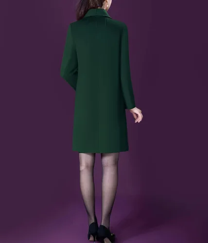 Vista 4 de Aprsfn Elegante abrigo de mezcla de lana de longitud media para mujer, a prueba de viento