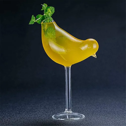 Vista 3 de Copas de cóctel en forma de pájaro Copa de vino de cóctel 5 oz/5.1 fl oz Juego de 2 copas de champán únicas con forma de pájaro Copa de Martini