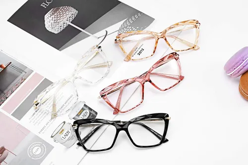 Vista 6 de FEISEDY Marco de gafas de ojo de gato, lentes transparentes, gafas para mujer B2440