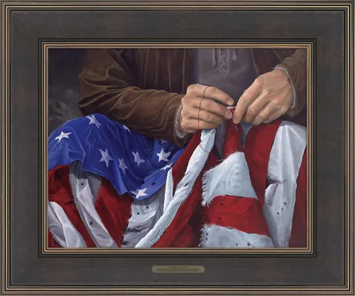 Vista 6 de If My People de Jack E. Dawson Lienzo Enmarcado 14x18 Who is mending the flag? (BK109)