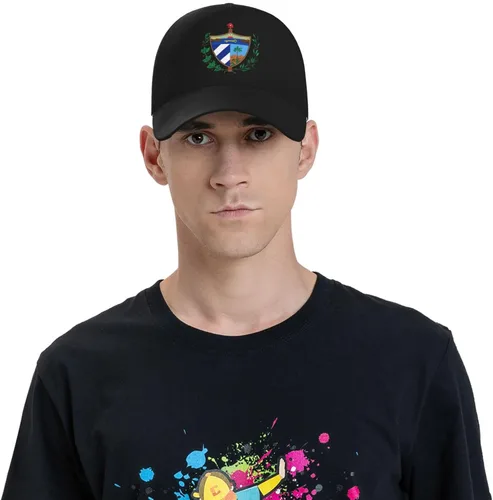 Vista 6 de Gorra de béisbol con escudo cubano para hombre y mujer, ajustable, clásica, color negro