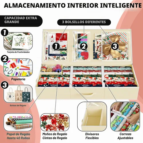 Vista 4 de Simple Houseware Organizador de papel de regalo de 41.5 pulgadas, se adapta Beige