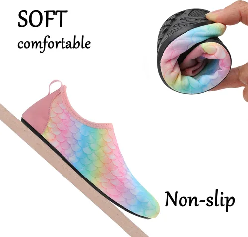 Vista 4 de Joinfree - Zapatos acuáticos de natación para niños y niñas, calcetines acuáticos de secado rápido, zapatos con sensación de pies descalzos