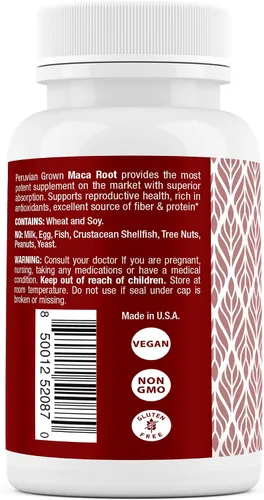 Vista 5 de Safrel Raíz de maca orgánica negra, roja, amarilla, 1900 mg por porción, 120 cápsulas veganas de raíz de maca peruana gelatinizada 100% pura sin OMG