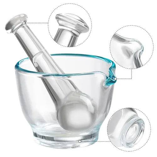 Vista 5 de Ultrassist Cuenco de cristal del mortero y de la mano de mortero de 4oz, amoladora y mezclador de la medicina para la farmacia o el laboratorio