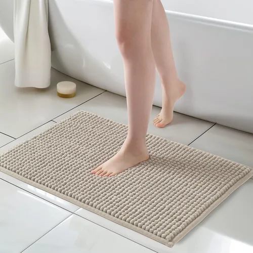 Vista 13 de FRESHMINT Alfombra de baño de felpilla gruesa y grumosa, 17"x24", alfombrilla de baño antideslizante, accesorio decorativo suave, linda alfombrilla