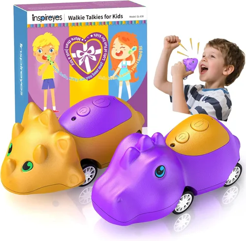Vista 8 de Inspireyes Walkie Talkies para niños recargables, juguetes para niños y niñas de 3 a 12 años, paquete de 2 radios bidireccionales de largo alcance