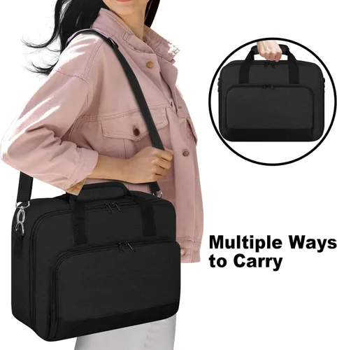 Vista 6 de Funda de transporte para proyector, bolsa para proyector con bolsillos de almacenamiento para accesorios y correas de hombro ajustables, bolsa