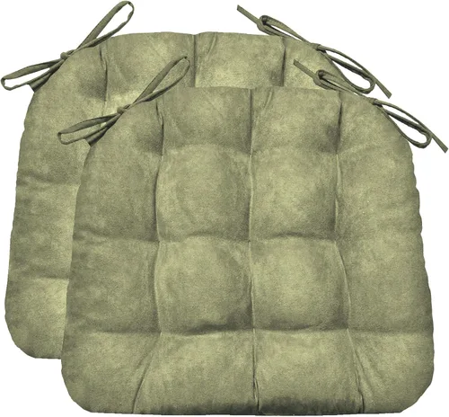 Vista 48 de Barnett Almohadilla para silla de comedor con lazos. Gamuza microfibra, microgamuza, reversible, relleno de espuma de látex, se puede lavar a Negro