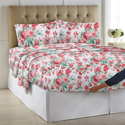 Vista 17 de BrylaneHome Bed Tite - Juego de sábanas de microfibra, tamaño individual, diseño floral azul