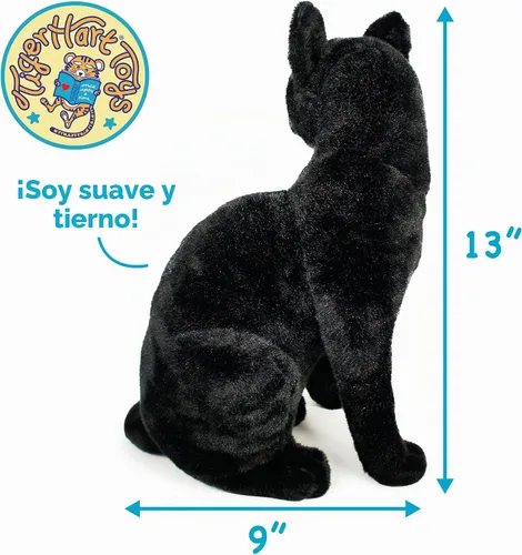 Vista 3 de TigerHart Boone, el gato negro, animal de peluche relleno de 13 pulgadas