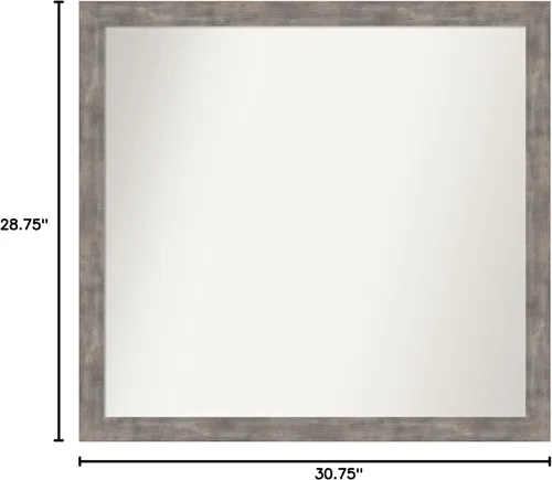 Vista 191 de Amanti Art Silver Bathroom Mirror for Over Sink, 26x35 Custom Made Marred Pewter Rectangle Vanity Mirror, Large Casual Wood Frame, Hangs Horizonally