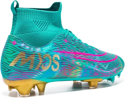 Vista 3 de JIEBUNIAO Botas de fútbol para hombre, tacos profesionales, zapatos de césped para mujer, tenis de entrenamiento de fútbol atlético para niños