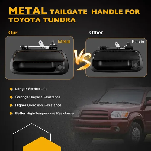 Vista 3 de Gledewen Manija de puerta trasera de metal mejorada, compatible con Toyota Tundra 2000-2006, reemplaza # 80866 TO1915110 690900C010