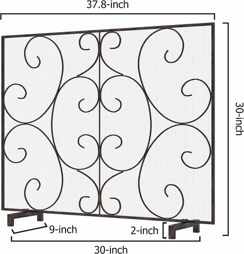 Vista 5 de Kingson Pantalla Decorativa Plana de Panel Único para Chimenea, Cubierta de Malla de Metal Duradera Hecha a Mano, Resistente al Calor, Protector