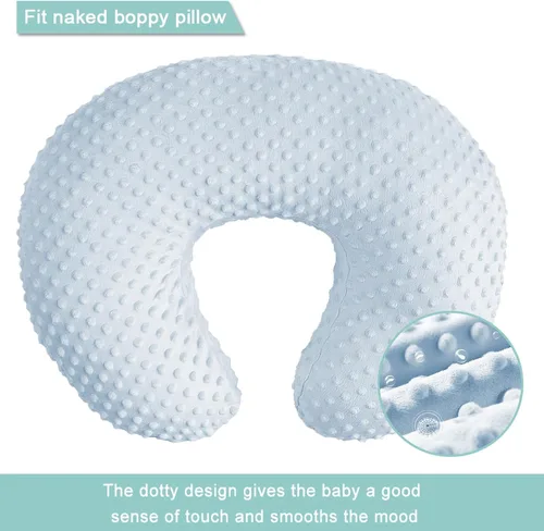 Vista 2 de Minky - Funda de almohada de lactancia en forma de U para bebé, niño y niña, solo funda (azul marino y beige claro, paquete de 2)