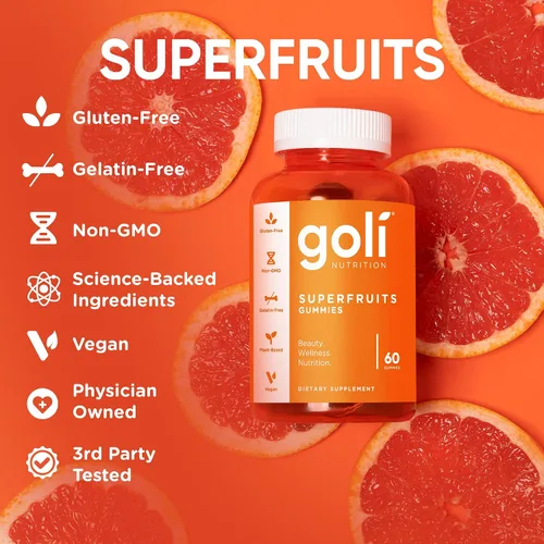 Vista 9 de Goli Nutrition - Gomita vitamínica SuperfRUITS de 60 quilates, con ingredientes potenciadores del colágeno. Radiar. Rejuvenecer. Refresca