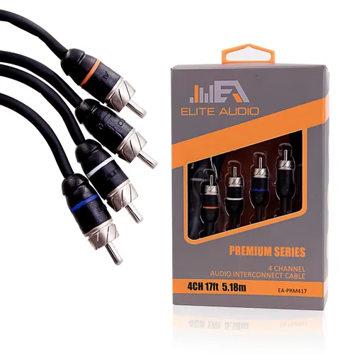 Vista 14 de Elite Audio Serie Premium 1.5 pies. Cable RCA de audio para auto de 2 canales – Blindado doble, cobre libre de oxígeno, cable de audio reductor